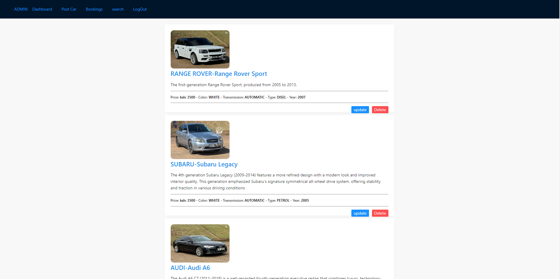Car Rental Services Project Image